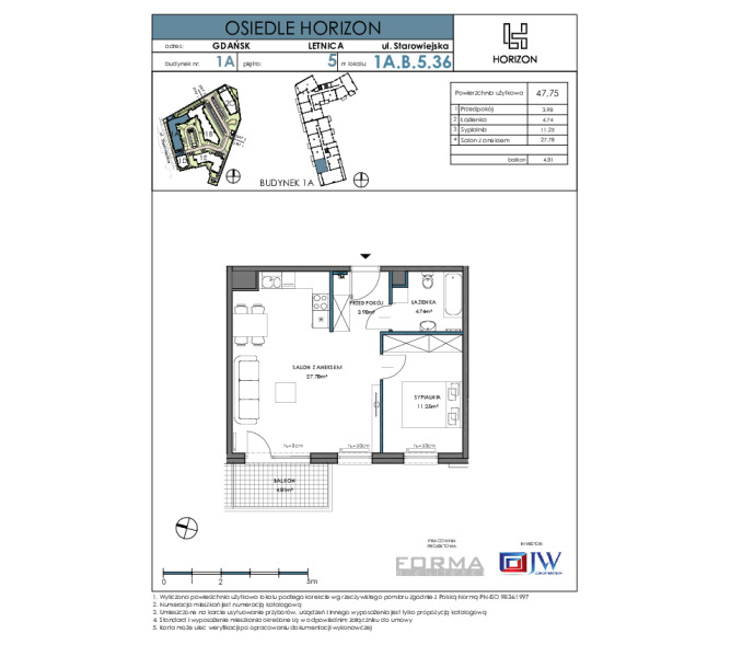 Flat 47m2, Piętro 5 - Osiedle Horizon