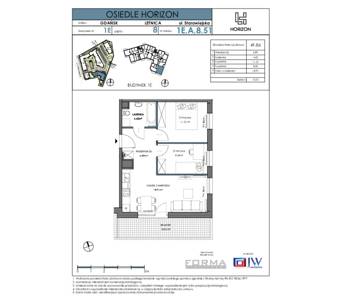 Flat 49m2, Piętro 8 - Osiedle Horizon