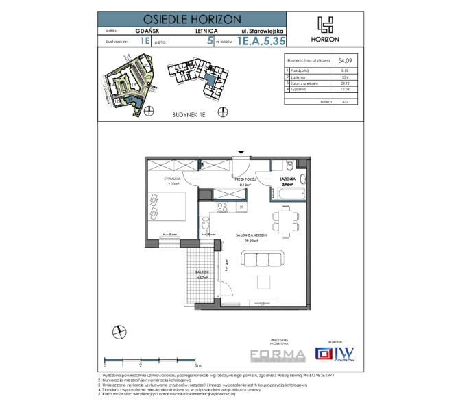 Flat 54m2, Piętro 5 - Osiedle Horizon