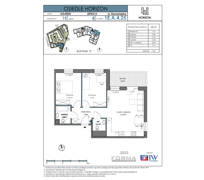 Flat 65m2, Piętro 4 - Osiedle Horizon